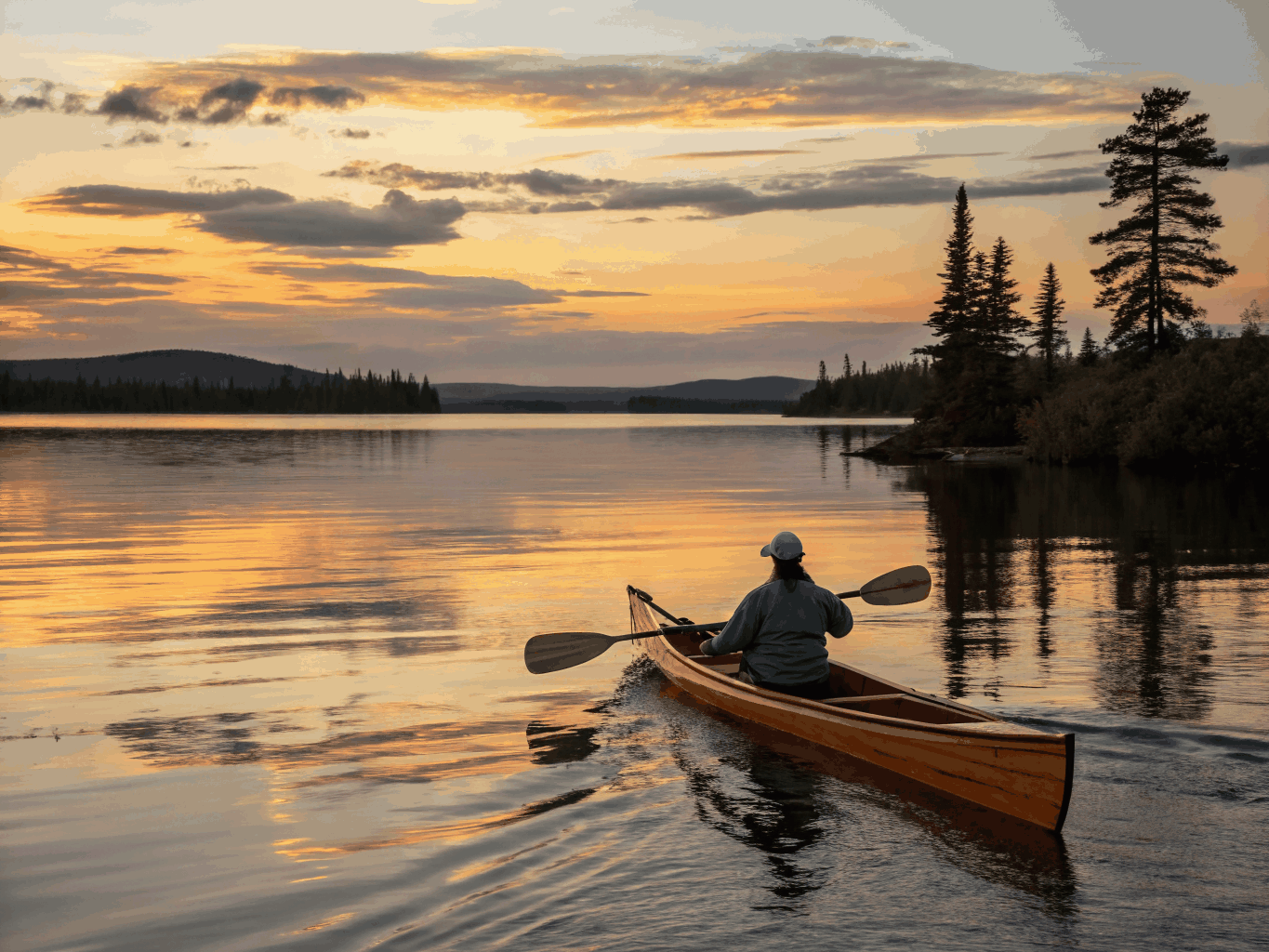 Durable touring kayaks ready on the lake shore